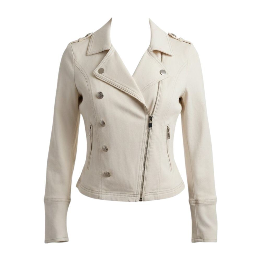 WHBM Cream Stretch Denim Jacket-14petite-EUC $128 Retail - Picture 4 of 12